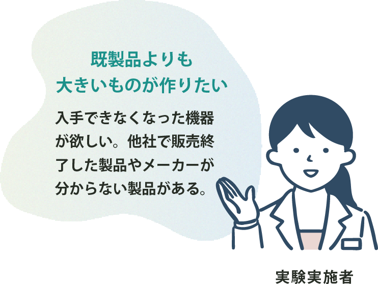 既製品よりも大きいものが作りたい 入手できなくなった機器が欲しい。他社で販売終了した製品やメーカーが分からない製品がある。