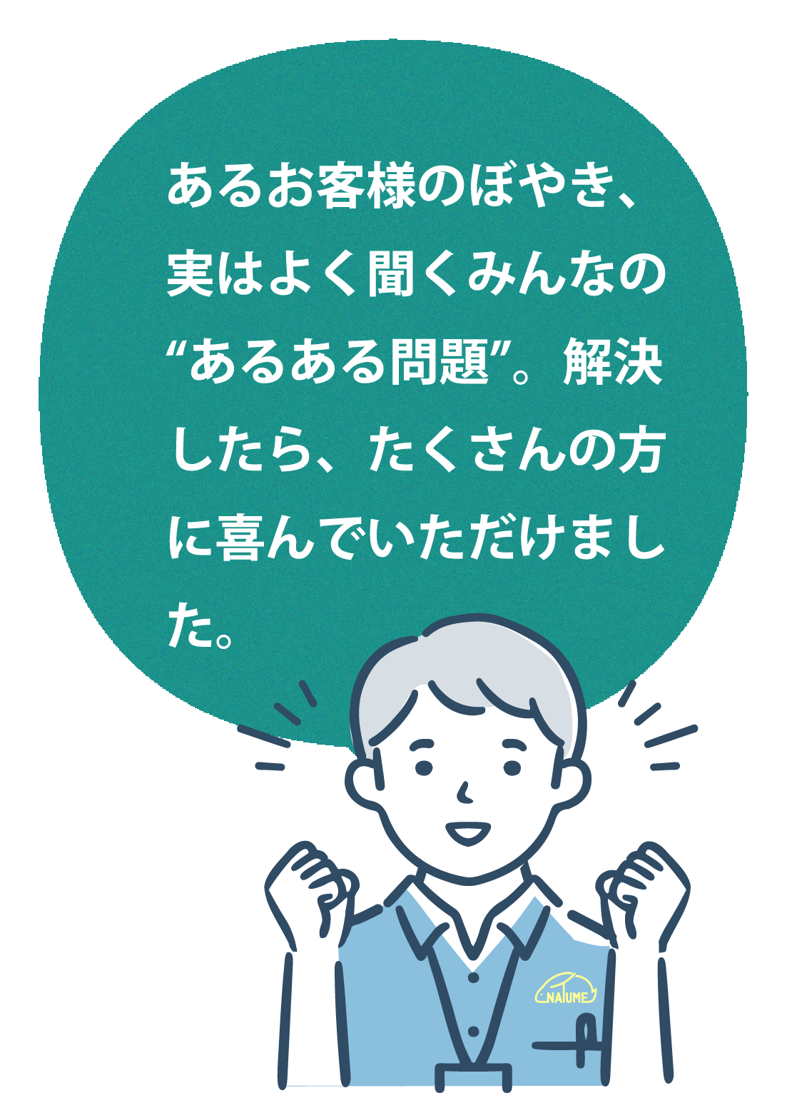 あるお客様のぼやき、実はよく聞くみんなの“あるある問題”。解決したら、たくさんの方に喜んでいただけました。