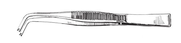 特殊先曲りピンセット 先溝付